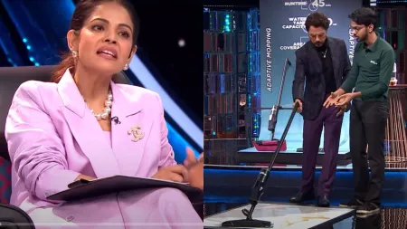 Namita Thapar jokingly asks Anupam Mittal to mop the floor on Shark Tank India